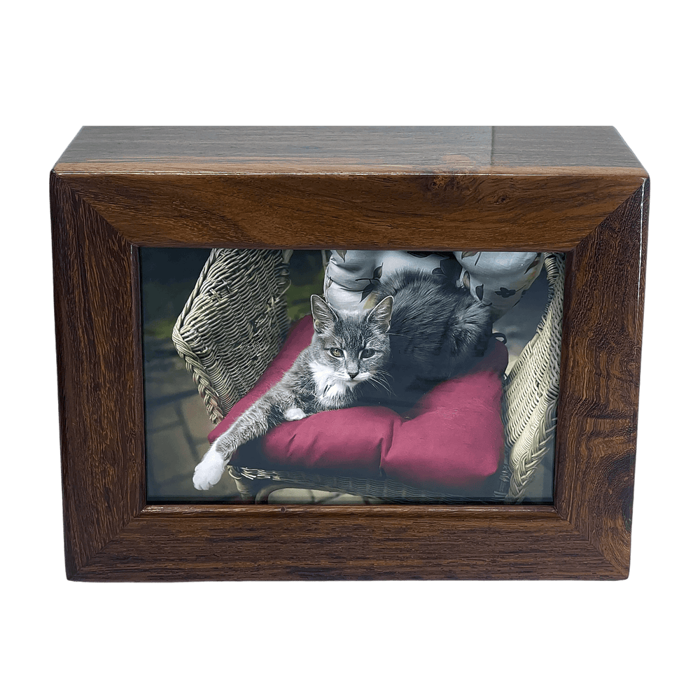 Premium Rosewood 4x6 Photo Urn for Pets Ashes - Angel Ashes