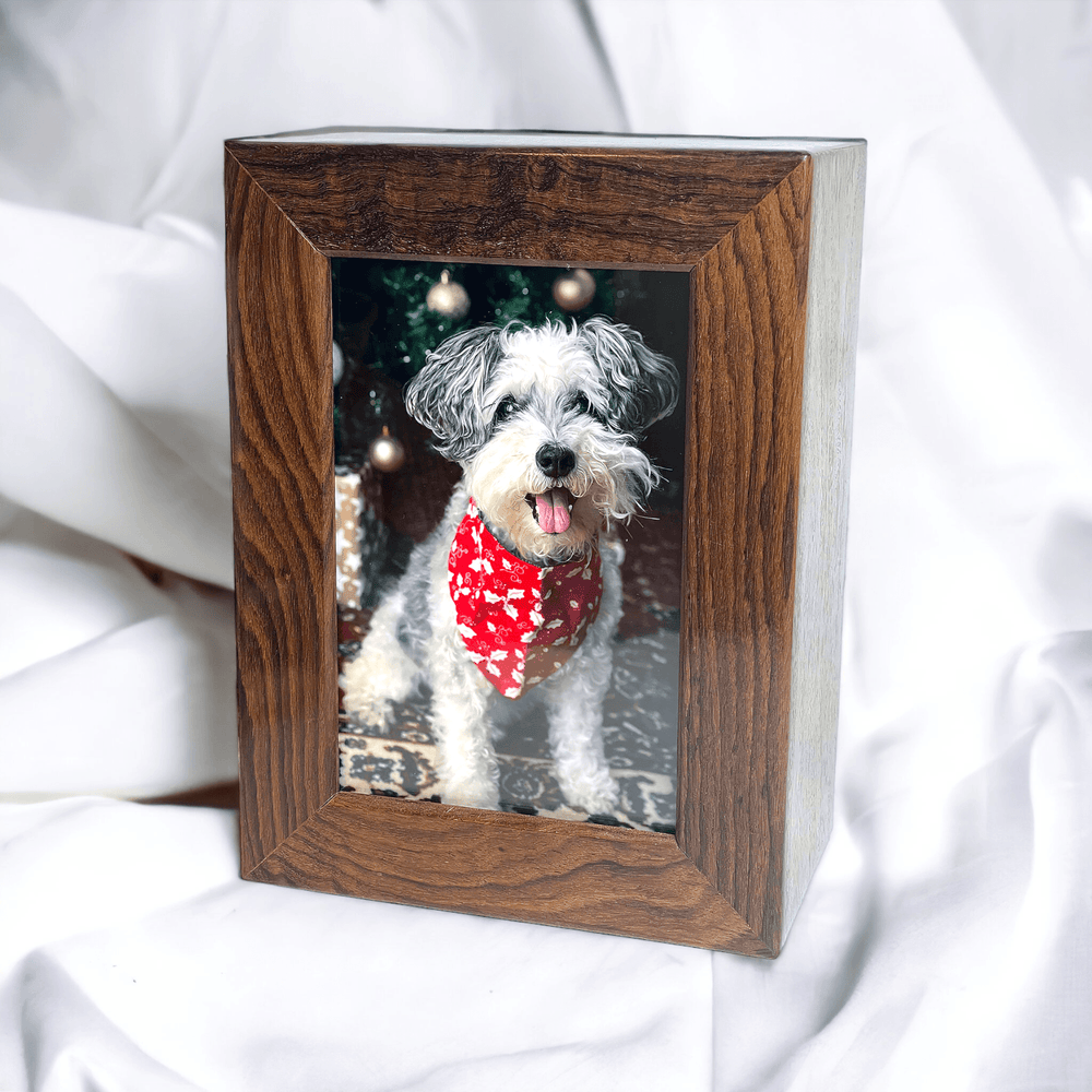 Premium Rosewood 4x6 Photo Urn for Pets Ashes - Angel Ashes