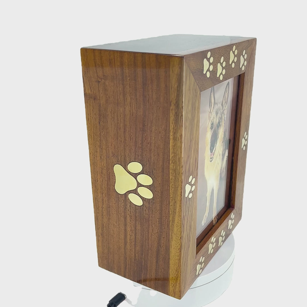 Paws to Heaven Premium Rosewood Pet Urn | 4x6 Photo Frame