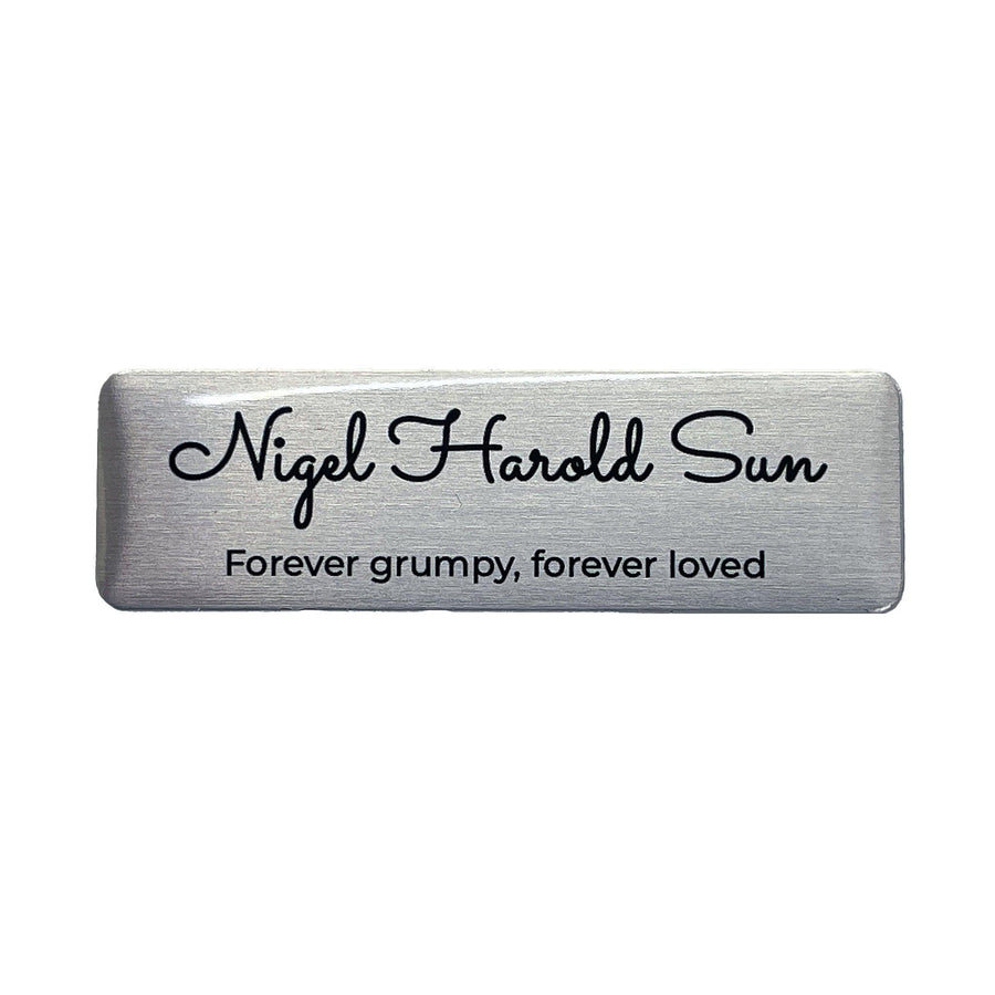 Silver Custom Pet Name Plate | Personalised Memorial Name Plates for Pets | 64x19 mm - Angel Ashes