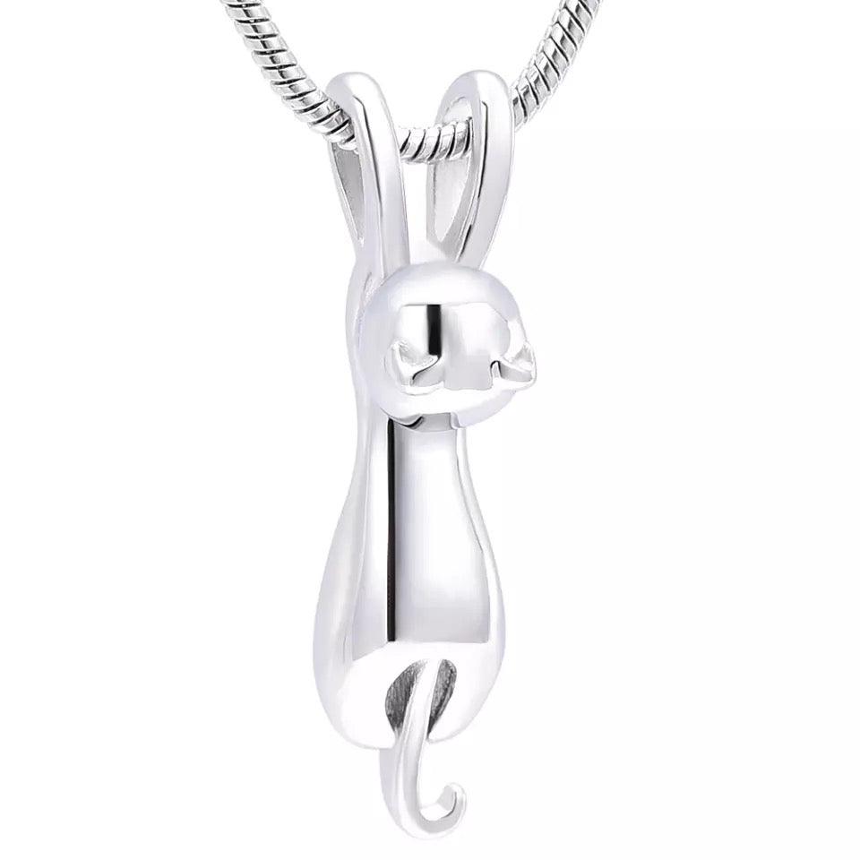 Silver Cat Pendant | Pet Cremation Jewellry | Cremation Necklace for Pets | Pet Keepsake Jewellry