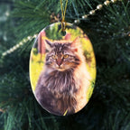 Ceramic Oval Photo Ornament - Custom Pet Memorial Christmas Decoration | Angel Ashes - Angel Ashes