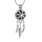 Dreamcatcher pet ashes pendant with black inlay and chain