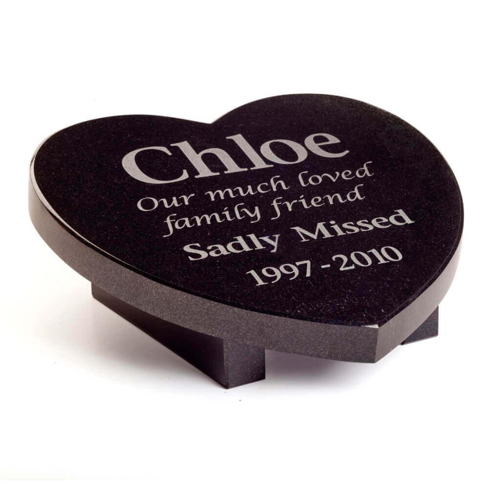 Granite Plaque Heart Outdoor Pet Memorials Customised Pet