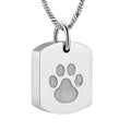 Paw Print Dog Tag Keepsake | Stainless Steel Keepsake Dog Tag | Pet Keepsake Jewellry