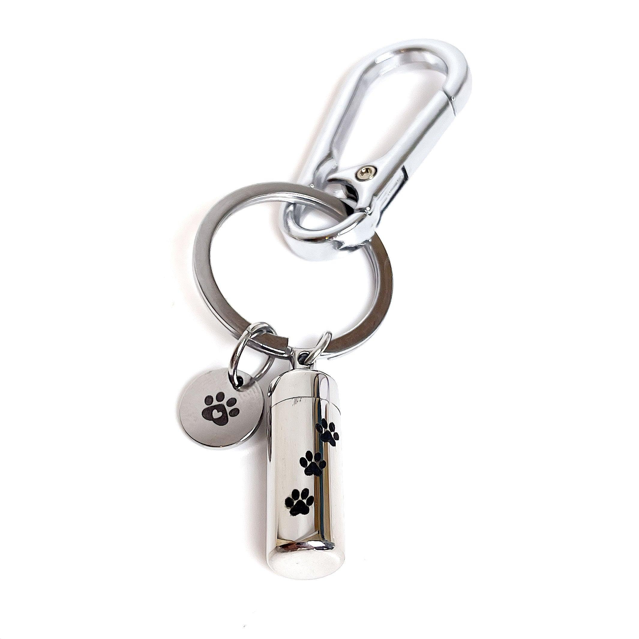 Pawprint Memorial Mini-Urn Keyring – Pet Ash Keepsake - Angel Ashes