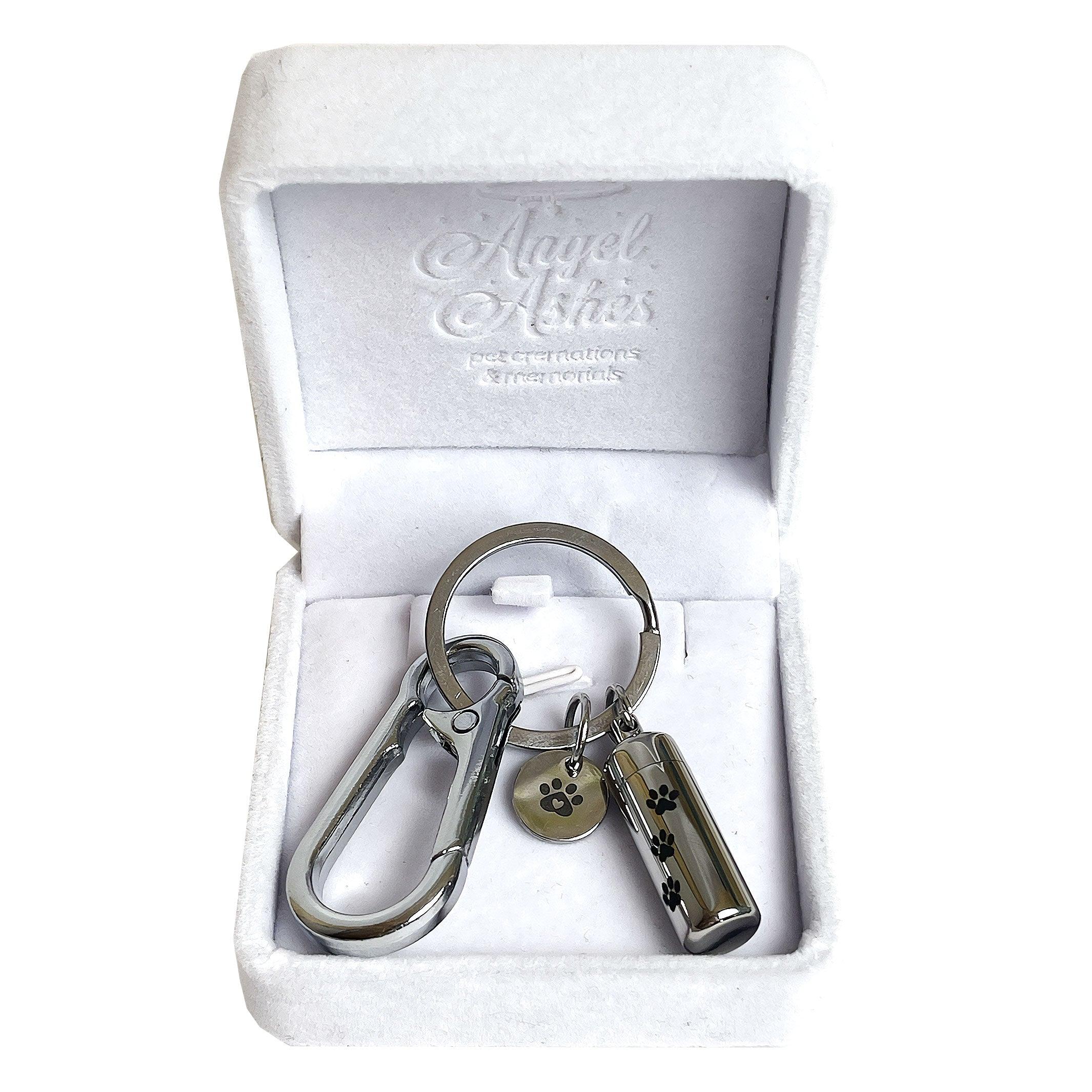 Pawprint Memorial Mini-Urn Keyring – Pet Ash Keepsake - Angel Ashes