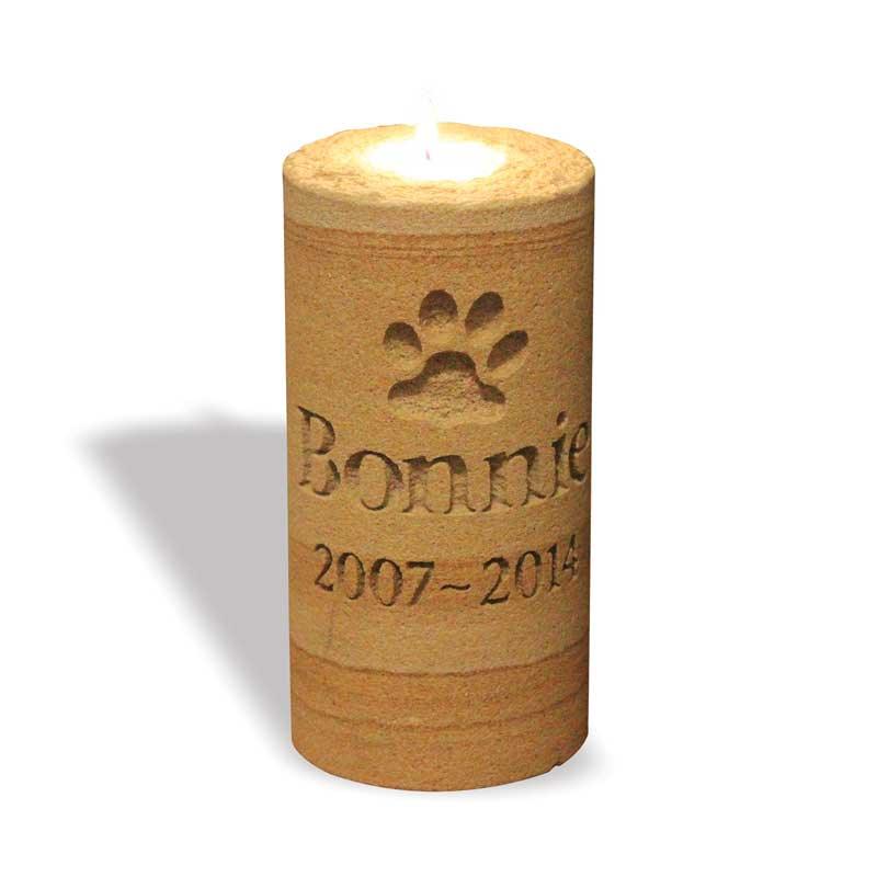 Sandstone Tea Light Holder | Engraved Pet Memorials | Customised Pet Memorials for Outdoors